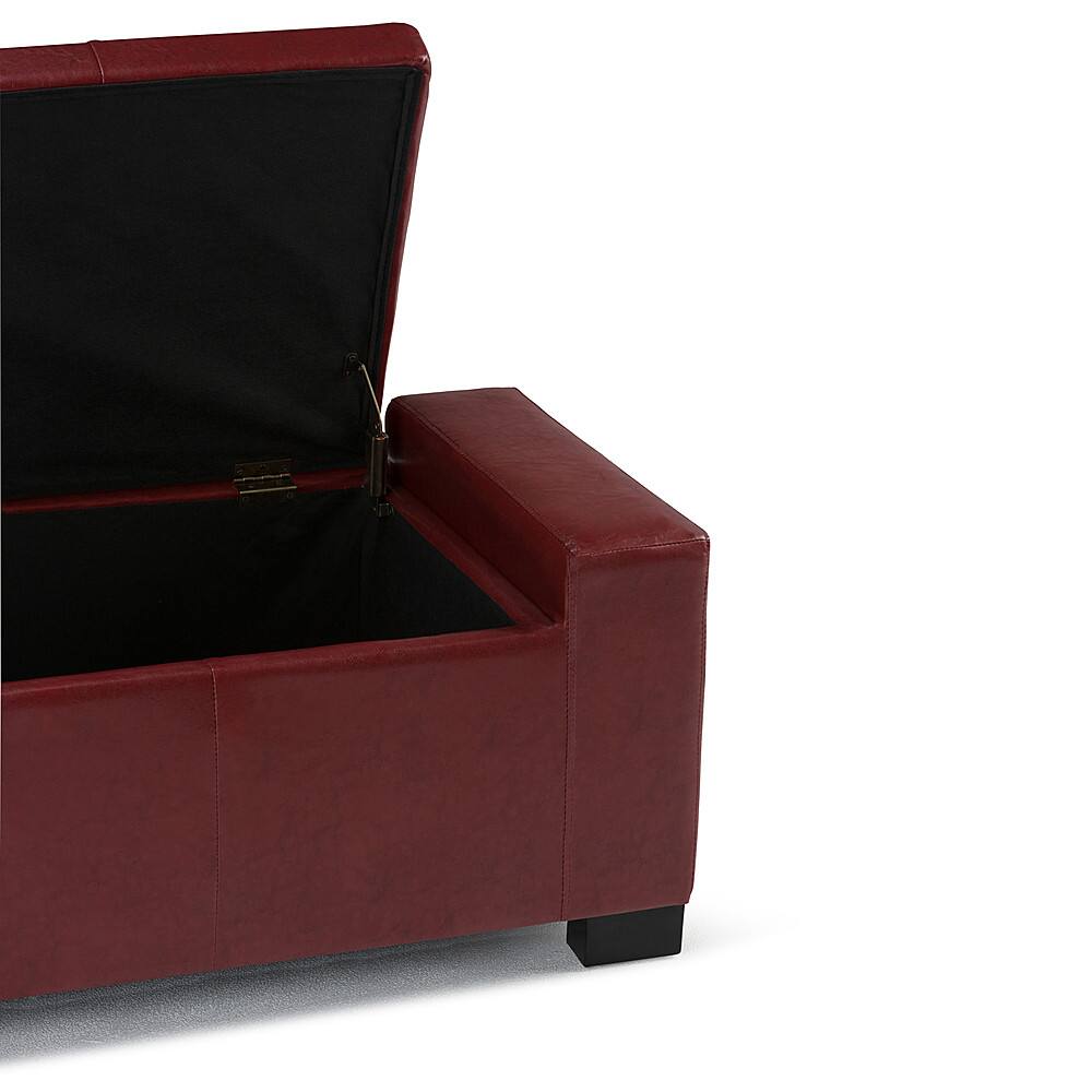 Alt View 13. Simpli Home - Laredo Rectangular Polyurethane Faux Leather Bench Ottoman With Inner Storage - Radicchio Red.