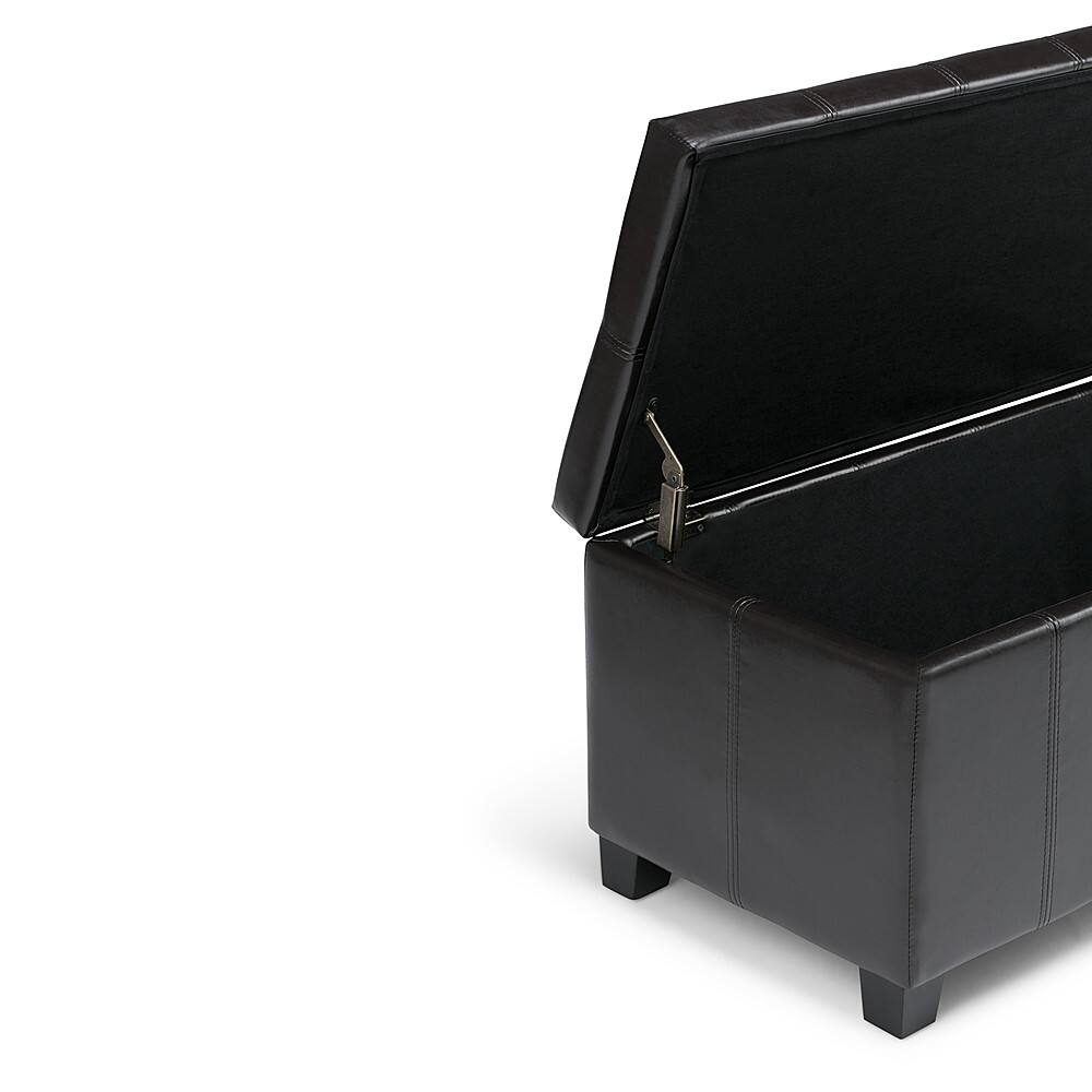 Alt View 12. Simpli Home - Dover Rectangular Polyurethane Faux Leather Bench Ottoman With Inner Storage - Midnight Black.