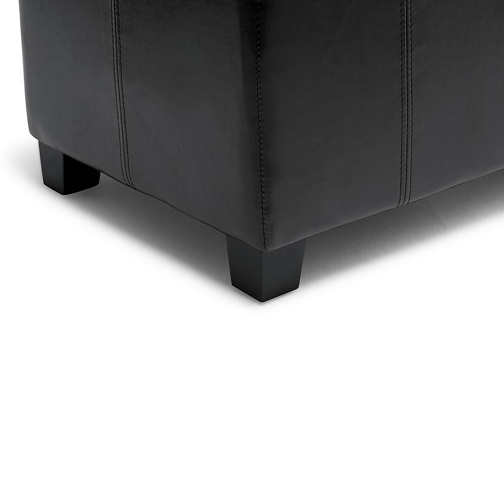 Alt View 14. Simpli Home - Dover Rectangular Polyurethane Faux Leather Bench Ottoman With Inner Storage - Midnight Black.