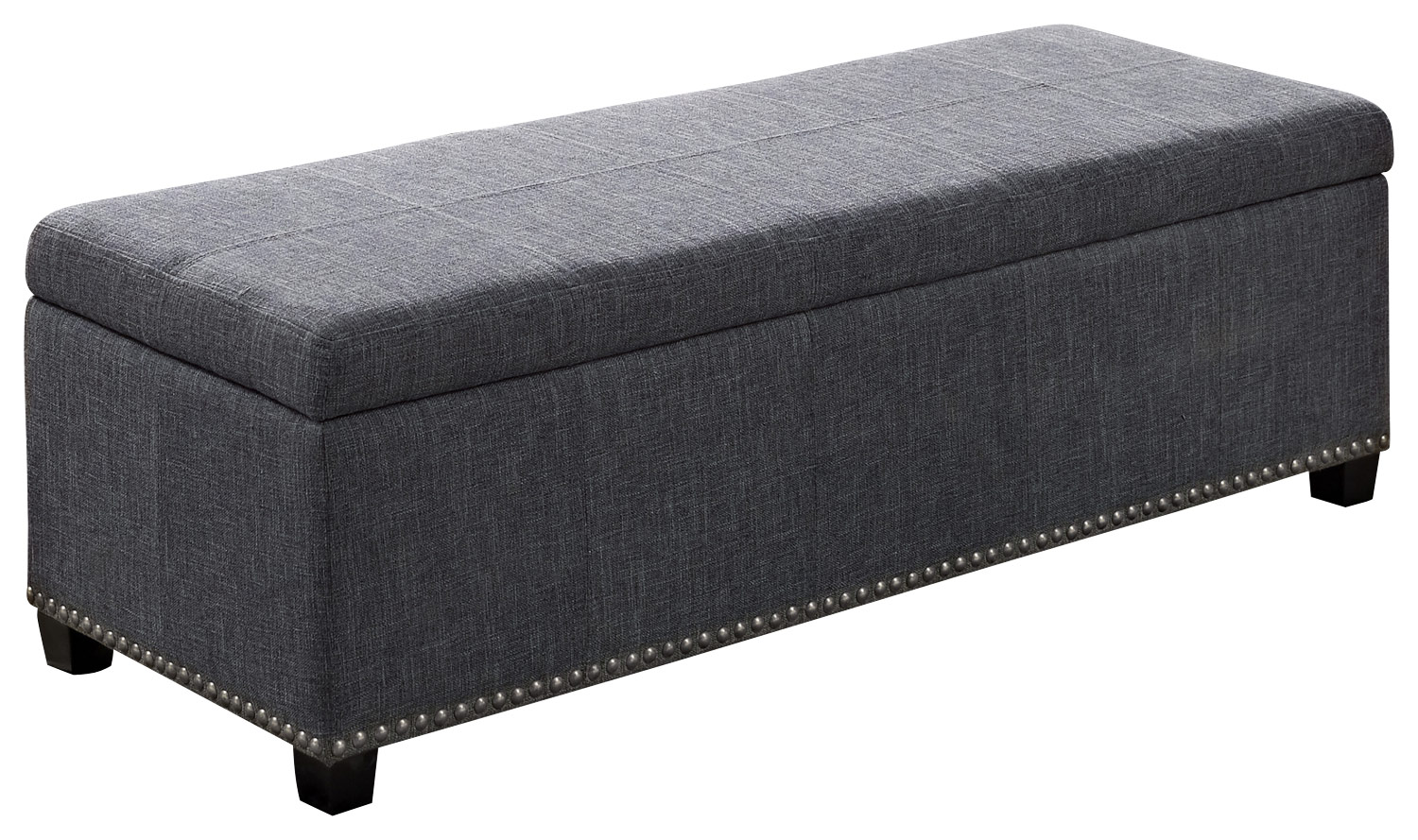 Simpli Home - Kingsley Rectangular Polyester Bench Ottoman With Inner Storage - Slate Gray