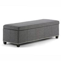 Simpli Home - Kingsley Rectangular Polyester Bench Ottoman With Inner Storage - Slate Gray - Front_Zoom