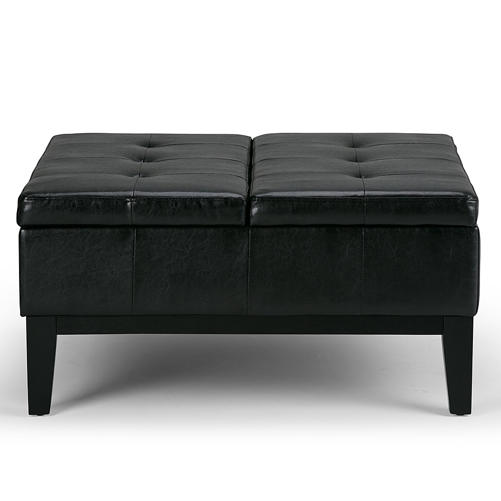 Angle View: Simpli Home - Dover Square Polyurethane Faux Leather Bench Ottoman With Inner Storage - Midnight Black