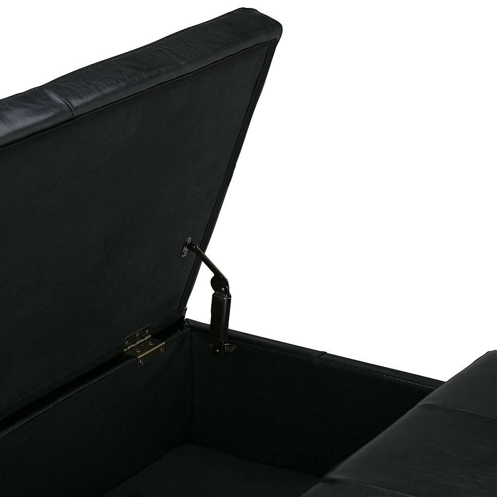 Alt View 12. Simpli Home - Dover Square Polyurethane Faux Leather Bench Ottoman With Inner Storage - Midnight Black.