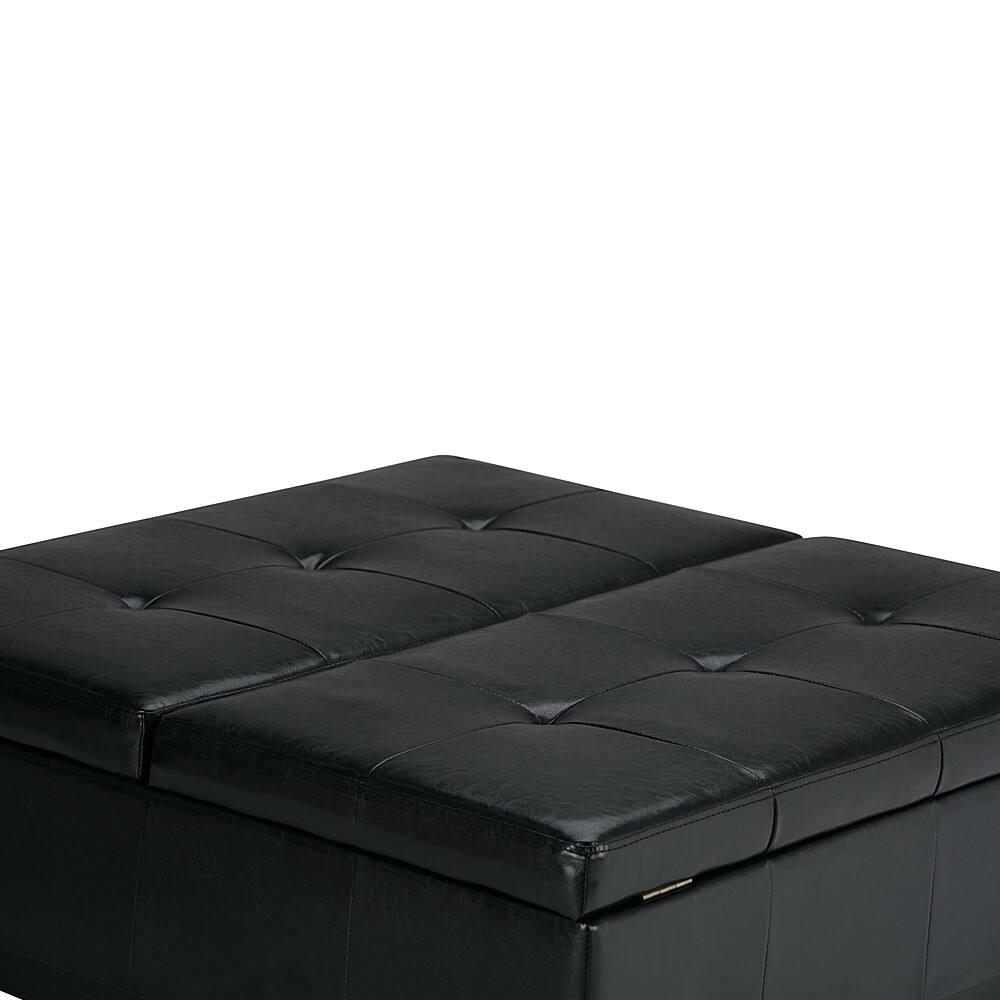 Alt View 13. Simpli Home - Dover Square Polyurethane Faux Leather Bench Ottoman With Inner Storage - Midnight Black.