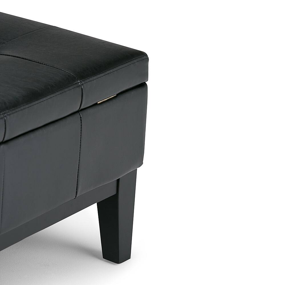 Alt View 14. Simpli Home - Dover Square Polyurethane Faux Leather Bench Ottoman With Inner Storage - Midnight Black.
