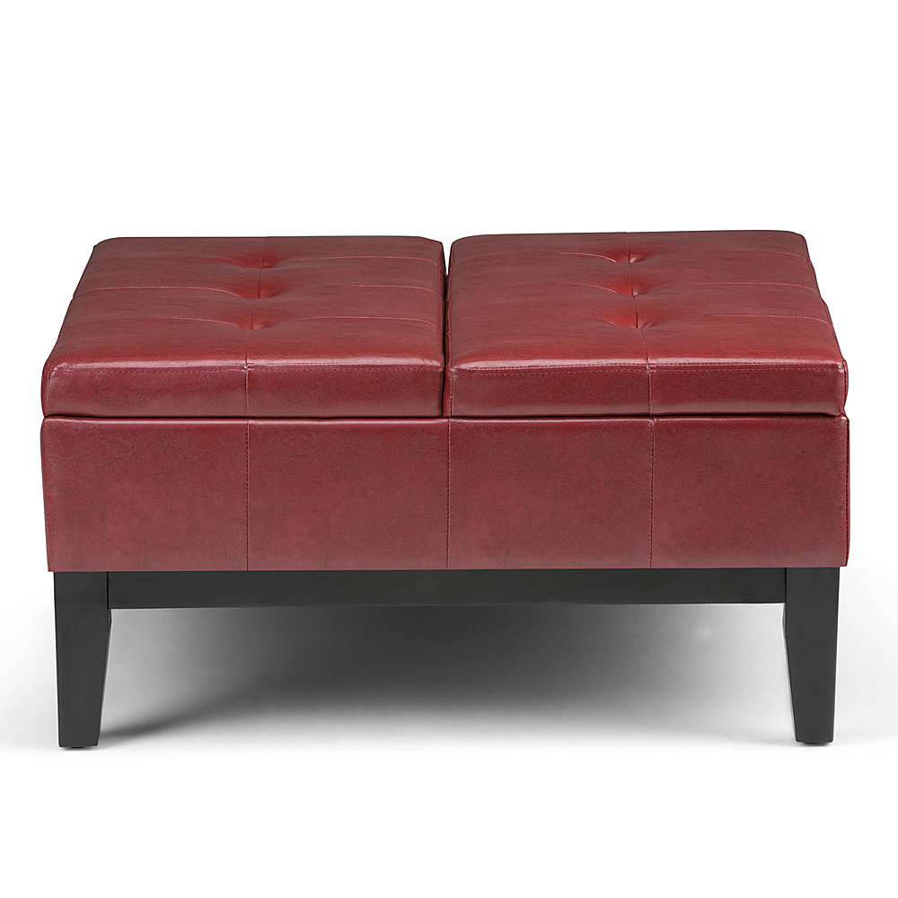 Angle View: Simpli Home - Dover Coffee Table Ottoman with Split Lid - Radicchio Red