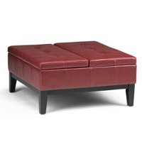 Simpli Home - Dover Coffee Table Ottoman with Split Lid - Radicchio Red - Front_Zoom