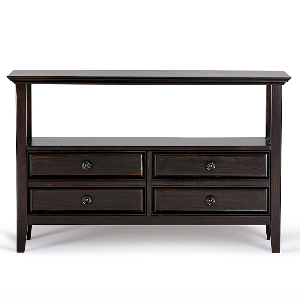 Angle View: Simpli Home - Amherst Rectangular Pine Wood 2-Drawer Console Table - Dark American-Brown