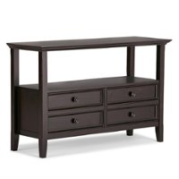Simpli Home - Amherst Rectangular Pine Wood 2-Drawer Console Table - Dark American-Brown - Front_Zoom