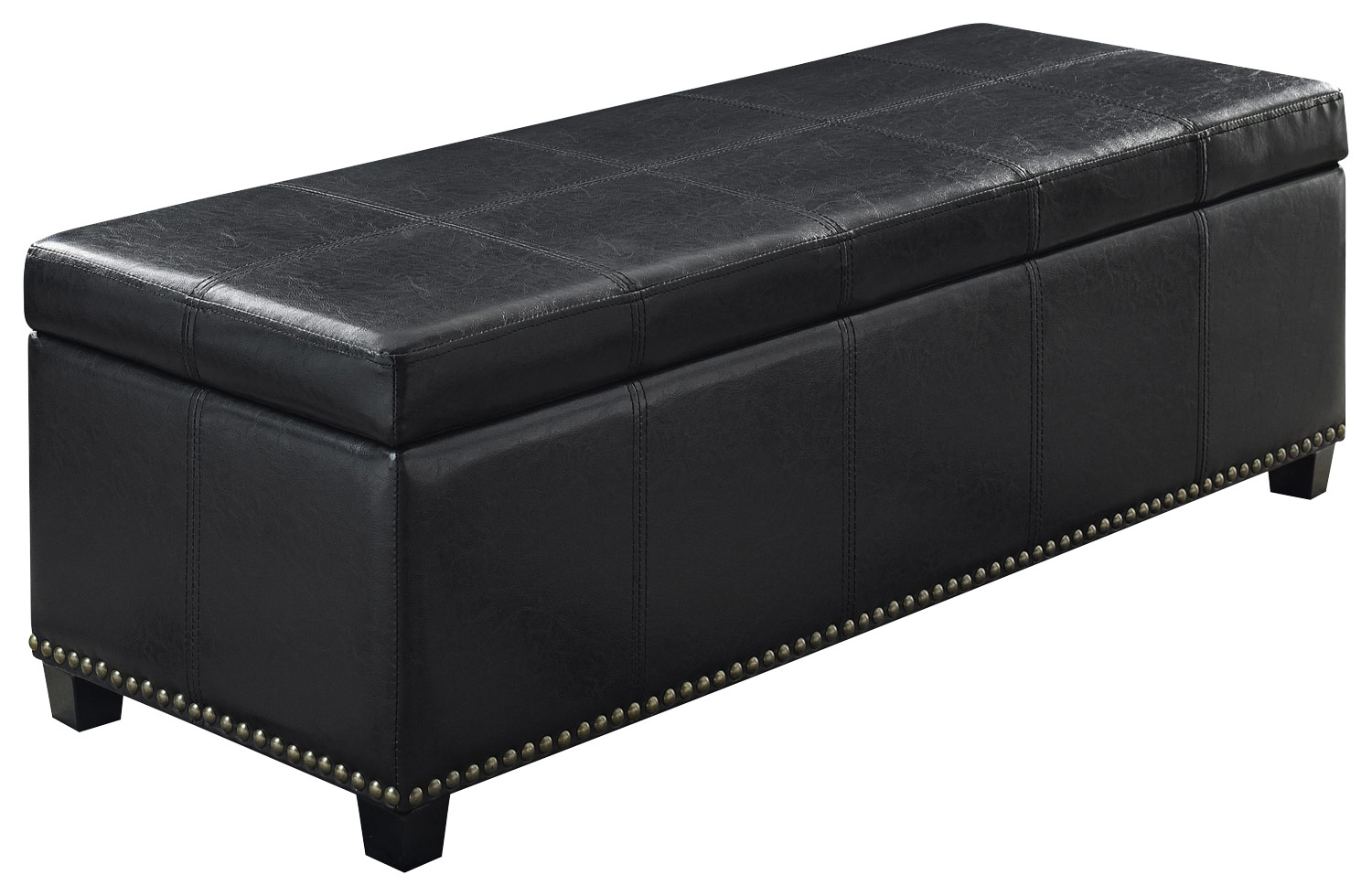 Simpli Home - Kingsley Rectangular Bonded Leather Bench Ottoman With Inner Storage - Midnight Black was $238.99 now $167.99 (30.0% off)