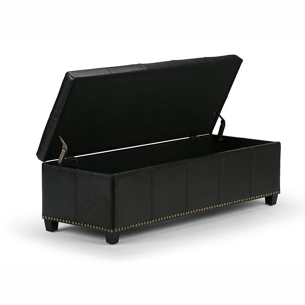 Alt View 11. Simpli Home - Kingsley Rectangular Bonded Leather Bench Ottoman With Inner Storage - Midnight Black.