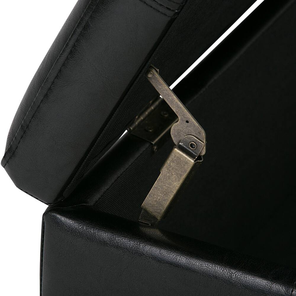 Alt View 13. Simpli Home - Kingsley Rectangular Bonded Leather Bench Ottoman With Inner Storage - Midnight Black.