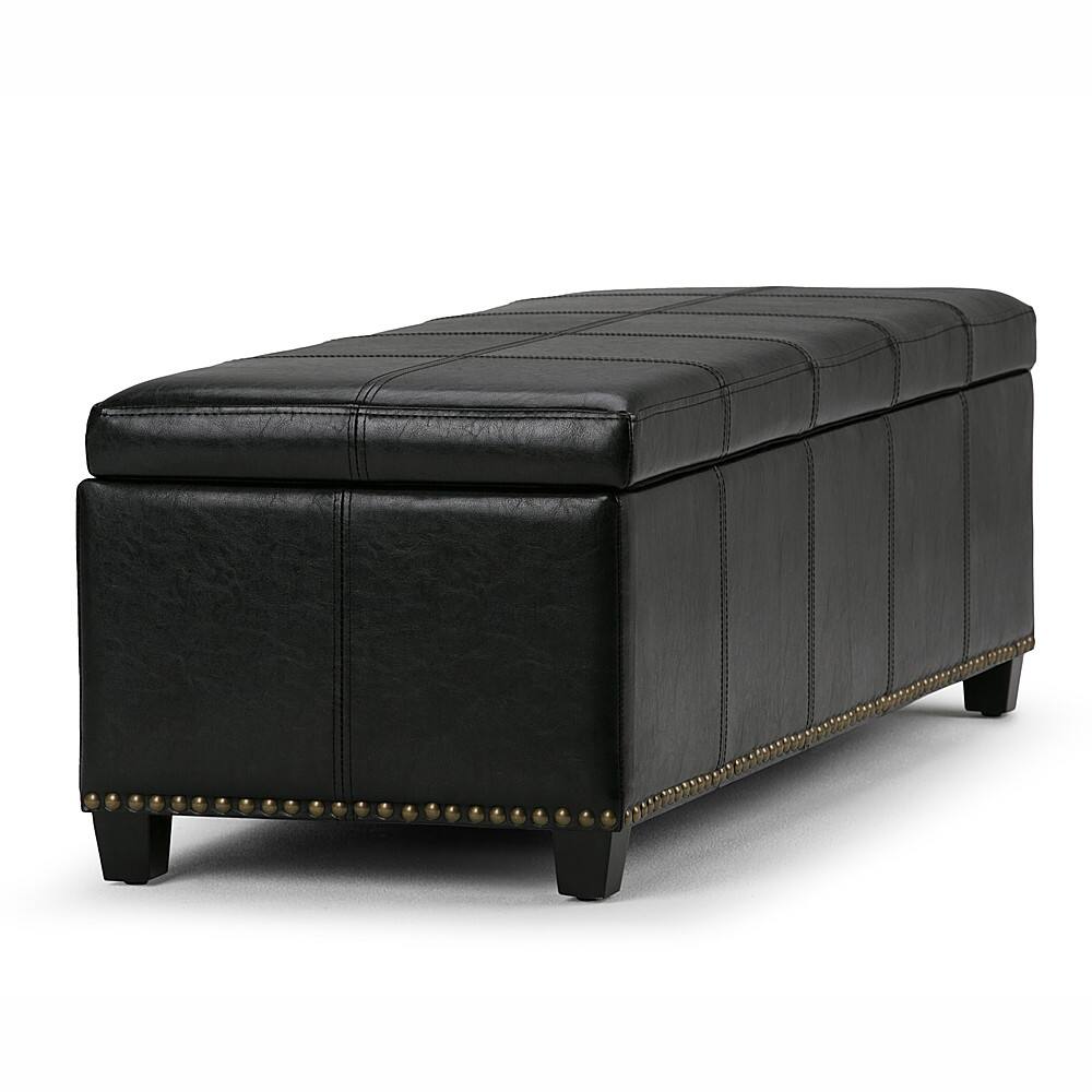 Alt View 14. Simpli Home - Kingsley Rectangular Bonded Leather Bench Ottoman With Inner Storage - Midnight Black.