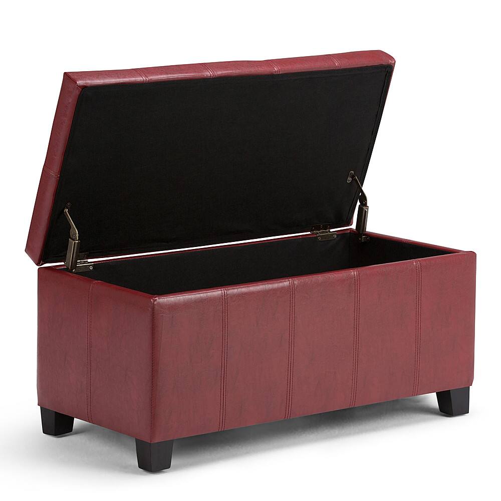 Alt View 11. Simpli Home - Dover Rectangular Polyurethane Faux Leather Bench Ottoman With Inner Storage - Radicchio Red.