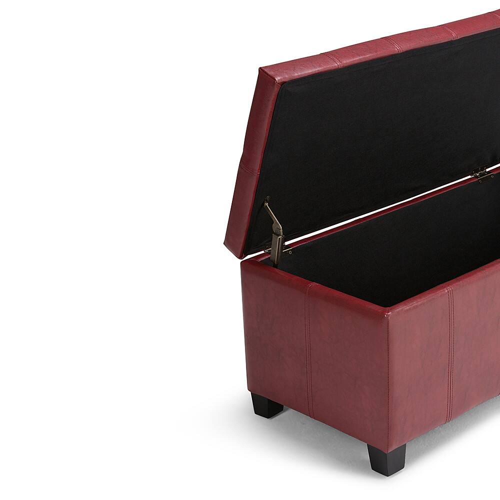 Alt View 12. Simpli Home - Dover Rectangular Polyurethane Faux Leather Bench Ottoman With Inner Storage - Radicchio Red.