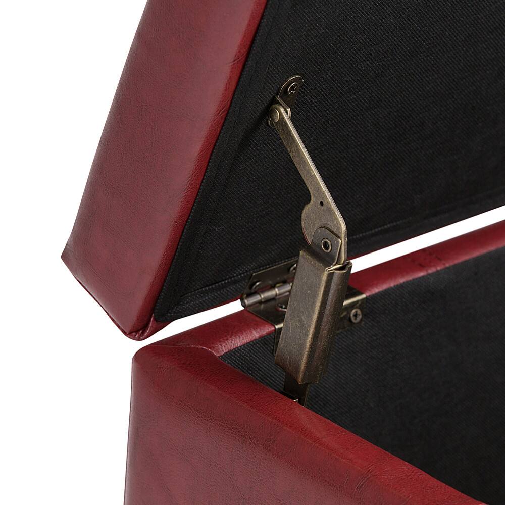 Alt View 13. Simpli Home - Dover Rectangular Polyurethane Faux Leather Bench Ottoman With Inner Storage - Radicchio Red.