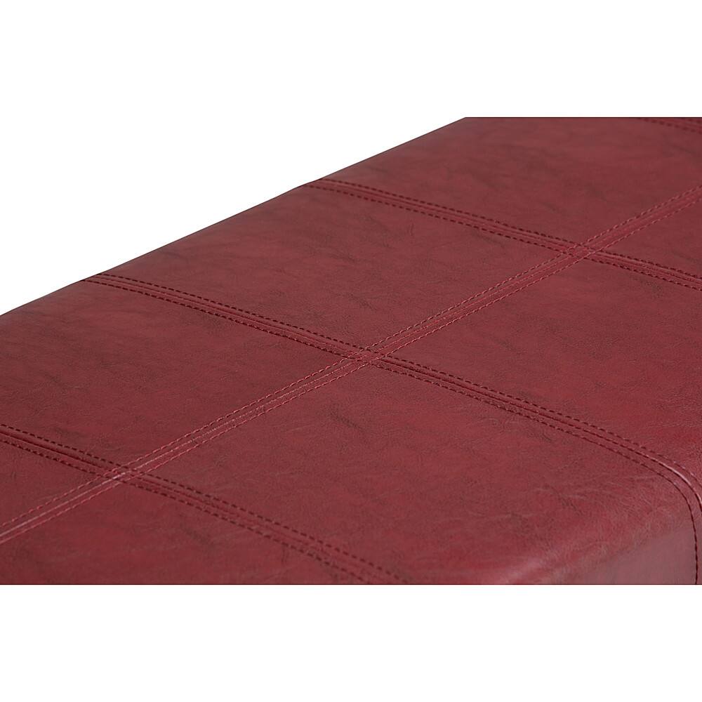 Alt View 15. Simpli Home - Dover Rectangular Polyurethane Faux Leather Bench Ottoman With Inner Storage - Radicchio Red.