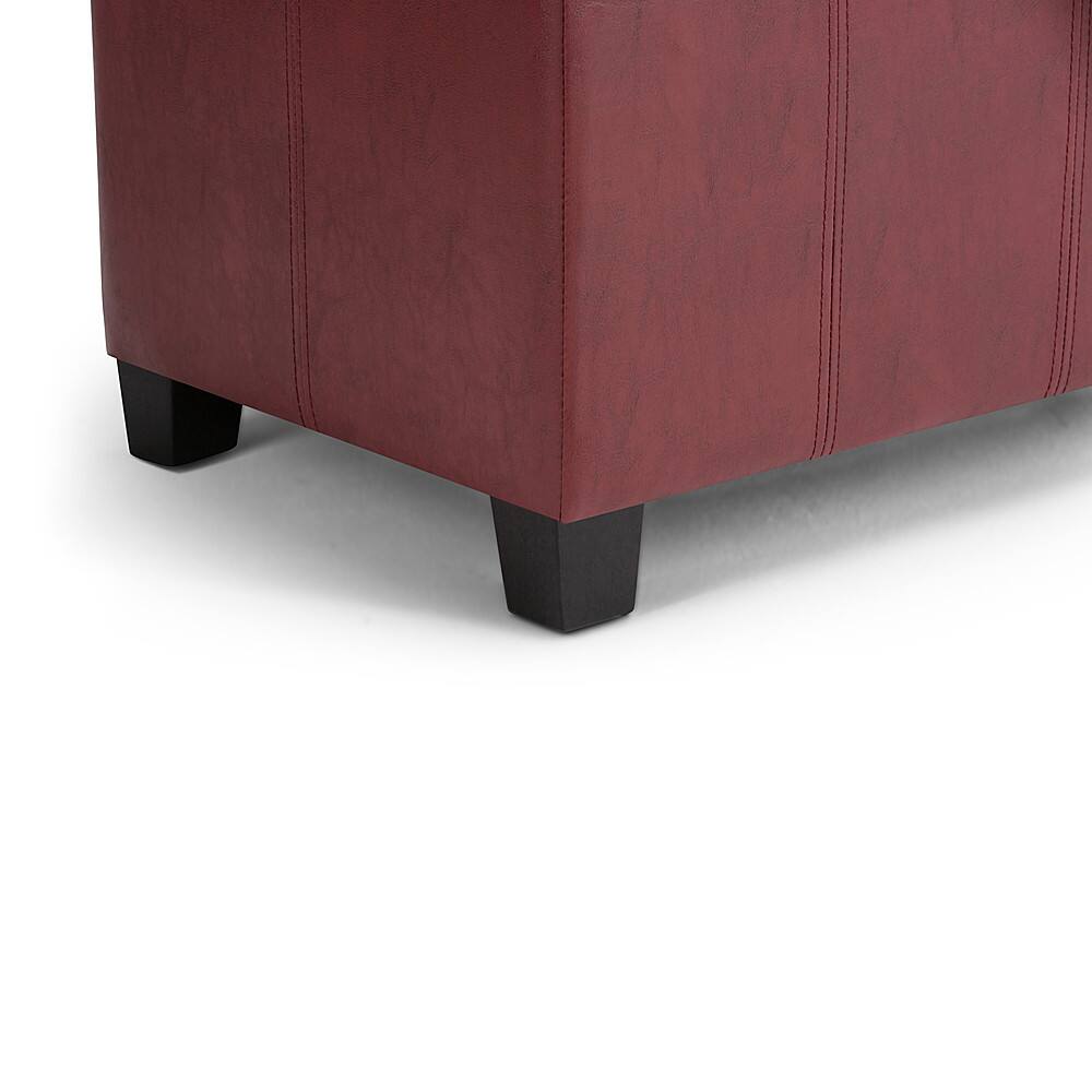 Alt View 16. Simpli Home - Dover Rectangular Polyurethane Faux Leather Bench Ottoman With Inner Storage - Radicchio Red.