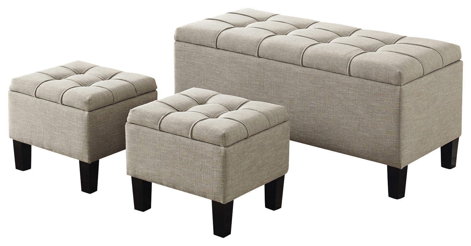 Simpli Home - Dover Rectangular Polyester Fabric Storage Ottoman Bench (Set of 3) - Natural was $305.99 now $230.99 (25.0% off)