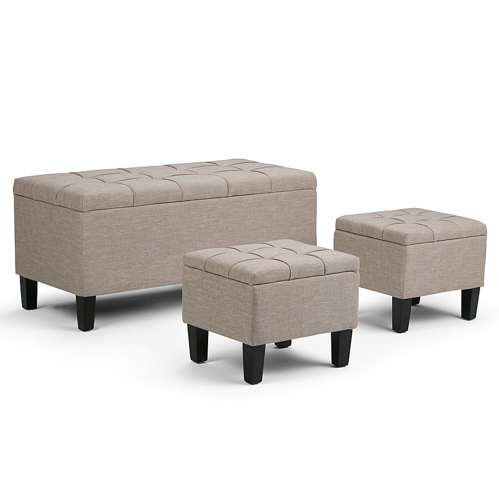 Simpli Home Dover Rectangular Polyester, Patterned Storage Ottoman Bench