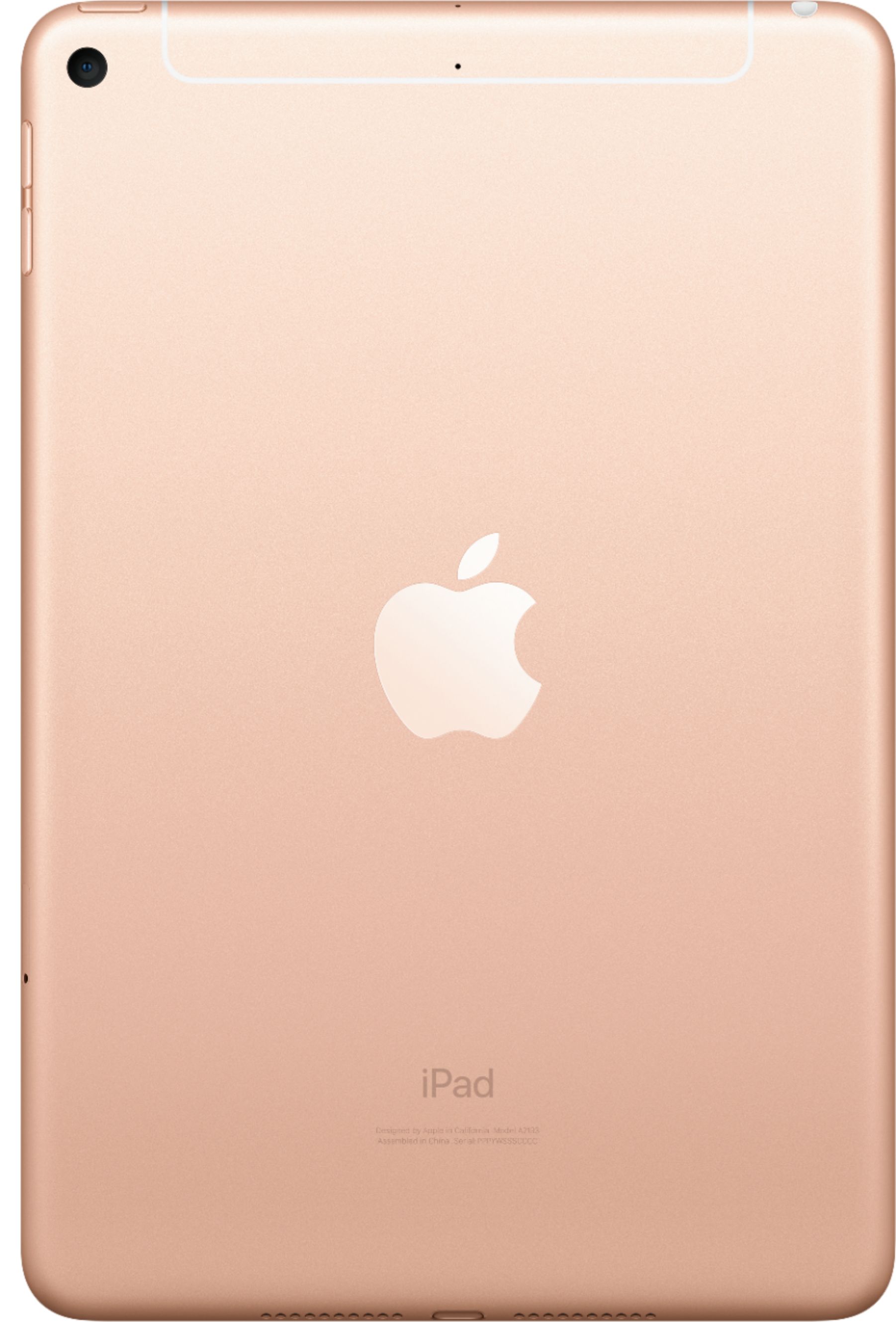 Back View: Apple iPad mini Wi-Fi + Cellular 64GB - Gold