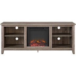 Walker Edison - 58" Open Storage Fireplace TV Stand for Most TVs Up to 65" - Driftwood - Front_Zoom
