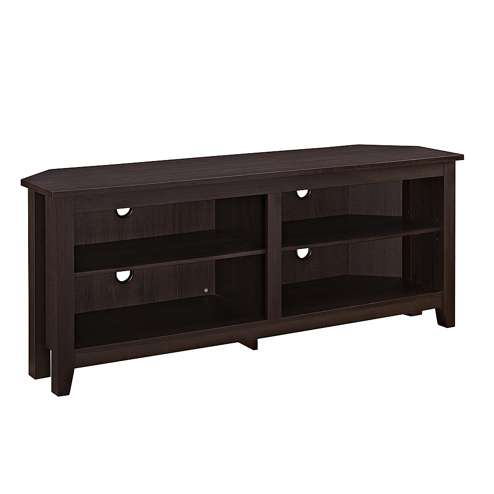 Angle View: Walker Edison - Corner Open Shelf TV Stand for Most Flat-Panel TV's up to 60" - Espresso