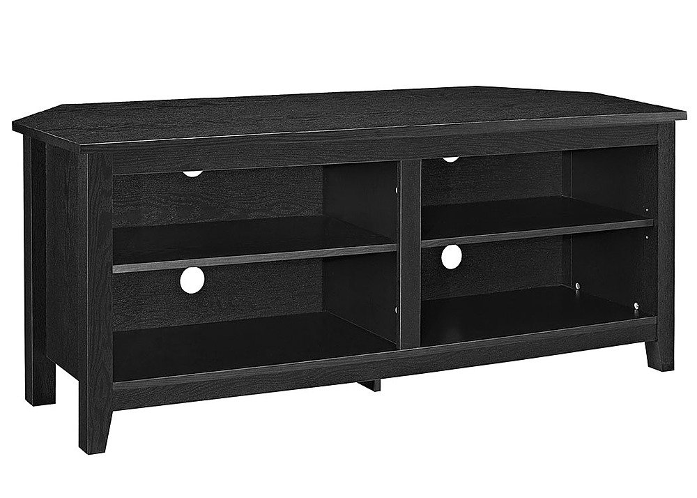 Angle View: Walker Edison - Corner Open Shelf TV Stand for Most Flat-Panel TV's up to 60" - Black