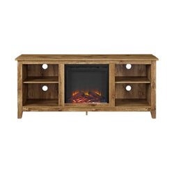 Walker Edison - Open Storage Fireplace TV Stand for Most TVs Up to 65" - Barnwood - Front_Zoom