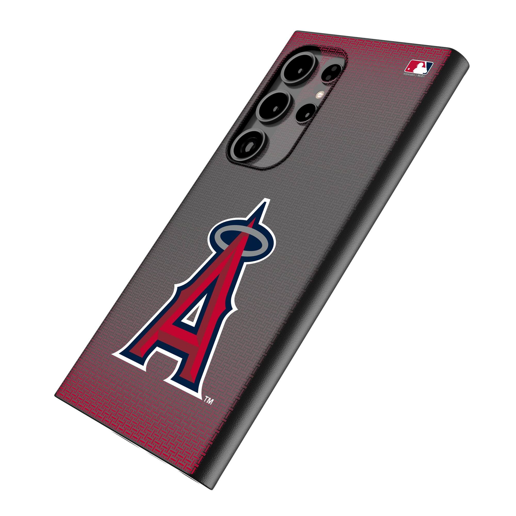 Alt View 1. Keyscaper - Los Angeles Angels Linen Galaxy Magnetic Bump Case - S25 - Black.