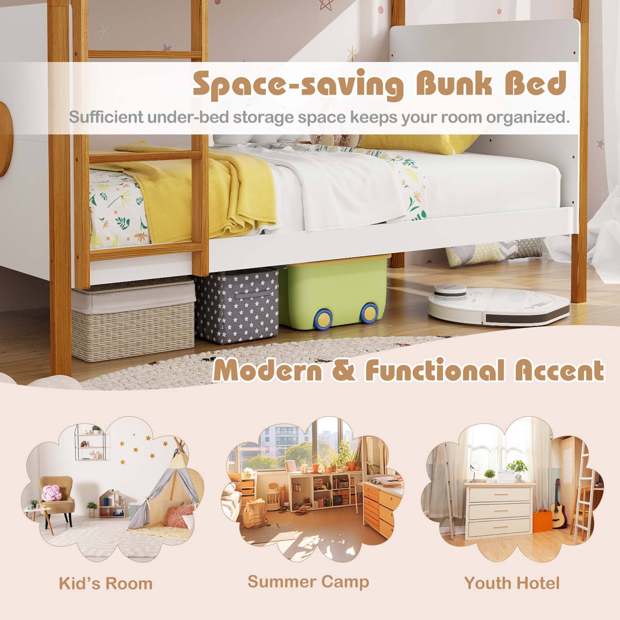 Space-saving Bunk Bed: Sufficient under-bed storage space keeps your room organized.

Modern & Functional Accent: Kid's Room, Summer Camp, Youth Hotel.