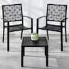 Front. Best Choice Products - 3-Piece Stackable Steel Outdoor Conversation Bistro Set - Black.