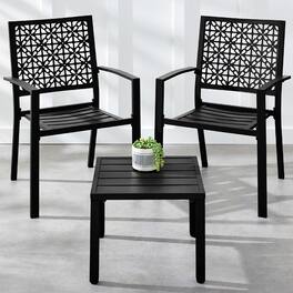 Best Choice Products - 3-Piece Stackable Steel Outdoor Conversation Bistro Set - Black