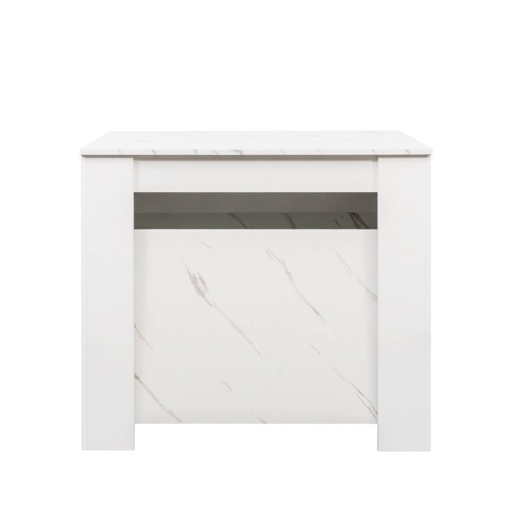 Alt View 2. Lirago - Extendible Rectangular Dining Table Multifunctional Console Desk 30.71"H x 20.08"D x 35.43"W Brown - White.