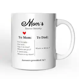 OrnamentallyYou - To Mom VS To Dad Funny Mug, Moms Rescue Remedy Gift - White