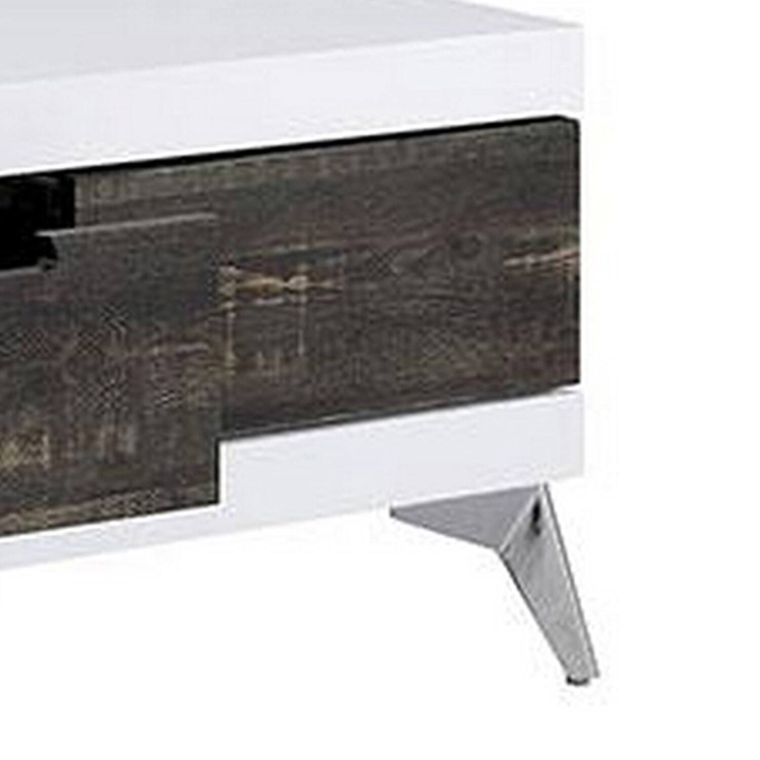 Alt View 1. Manhattan Lane - Two Tone Coffee Table with Open Shelf, White and Brown - White, Brown.