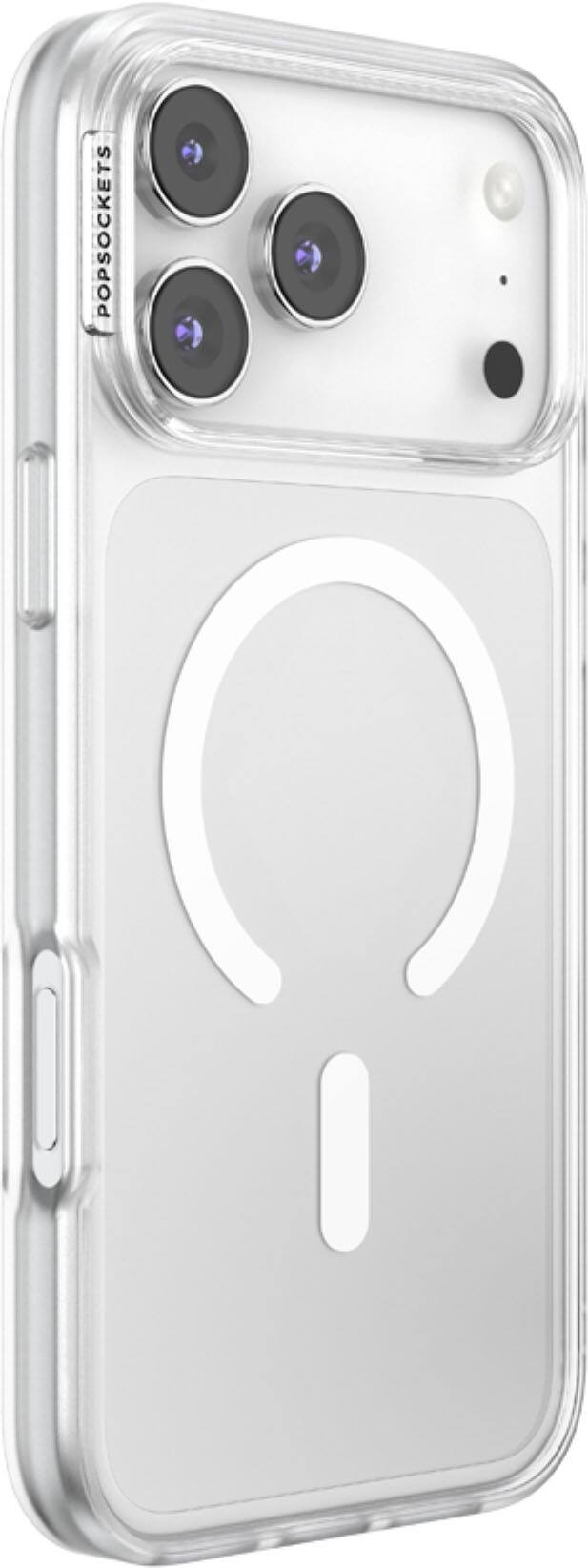 Angle. PopSockets - MagSafe PopCase for Apple iPhone 17 Pro Max Case with Customizable Graphic Case Insert (digital code) - Clear.