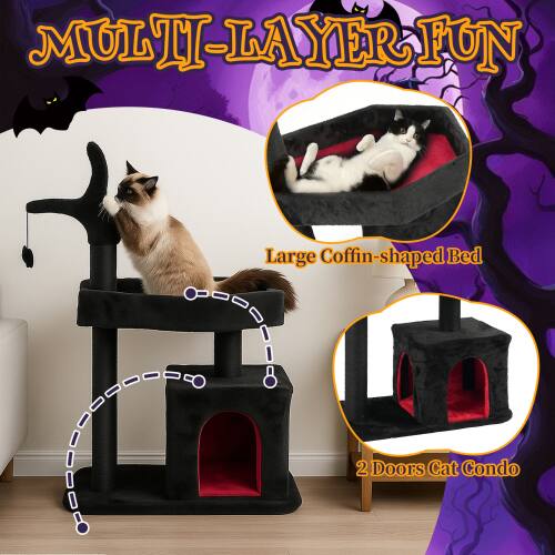 MULTI-LAYER FUN  
Large Coffin-shaped Bed  
2 Doors Cat Condo