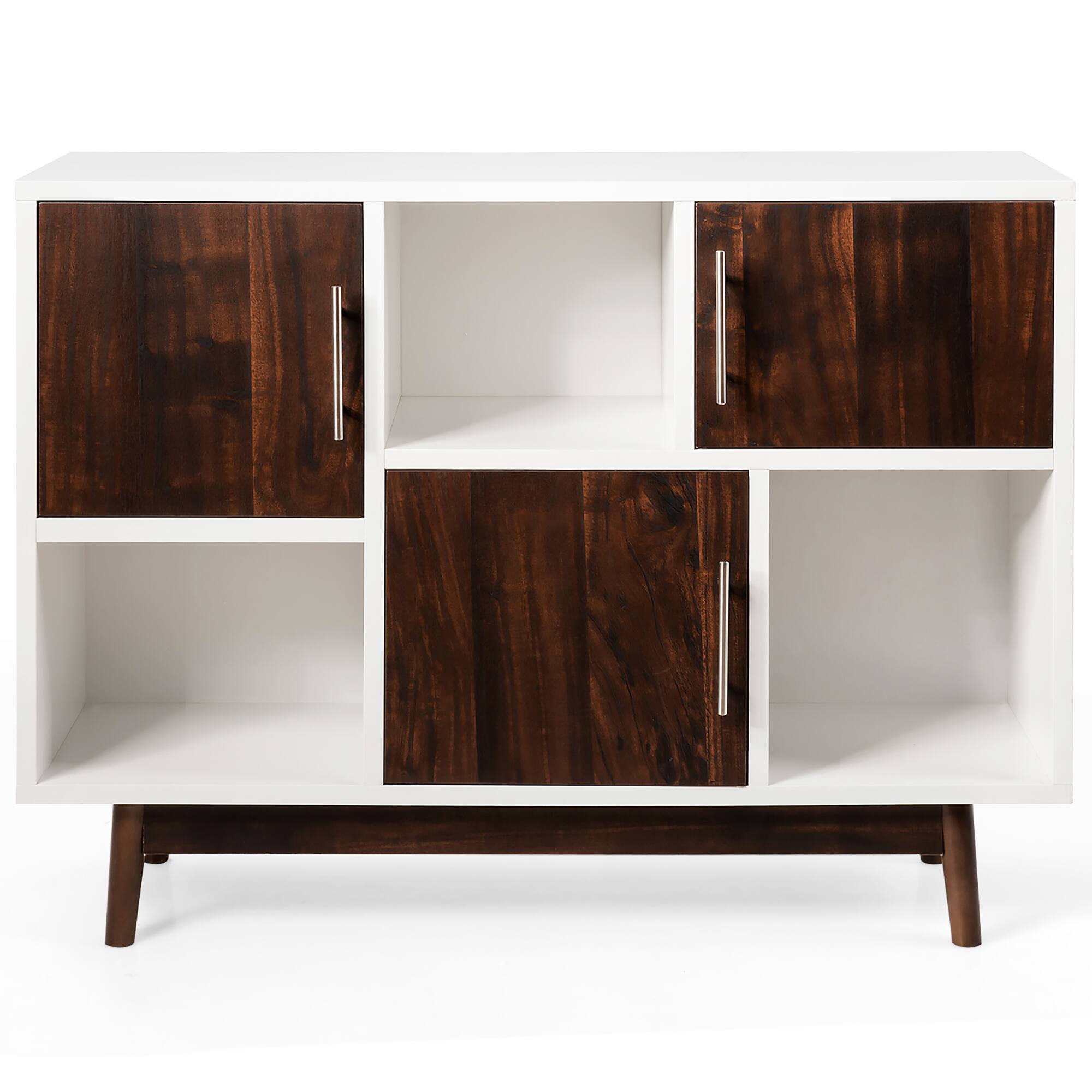Alt View 7. Costway - Wood Display Storage Cabinet Console Table TV Stand Multipurpose w/ Door & Shelf - White.