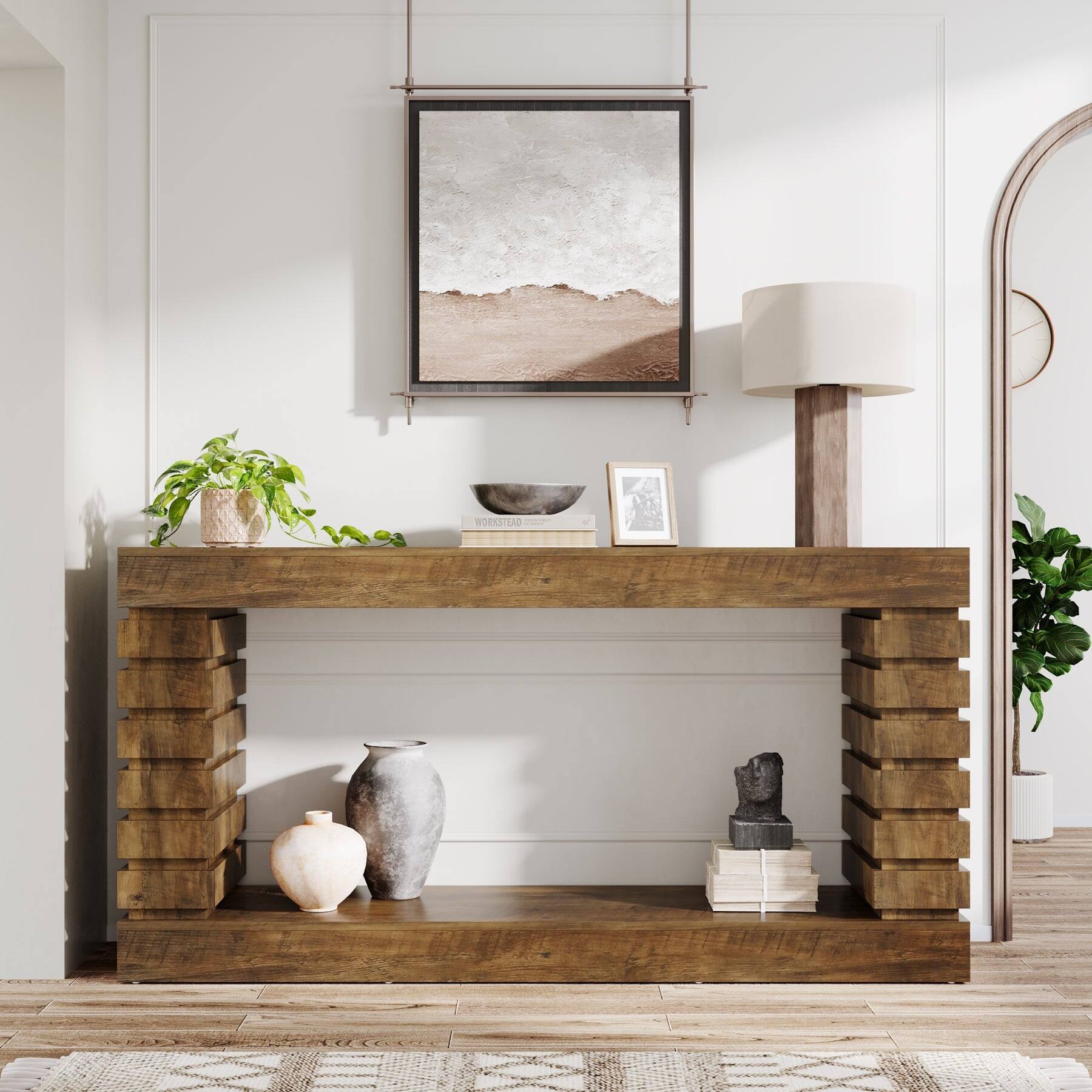 Tribesigns Console Table with Engineered Wood Construction and Storage ...