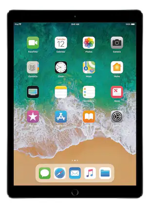 Front. Apple - 12.9-Inch iPad Pro with Wi-Fi + Cellular - 128GB - Space Gray.