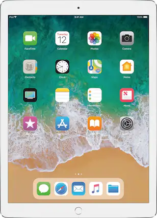 Front. Apple - 12.9-Inch iPad Pro with Wi-Fi + Cellular - 128GB - Silver.