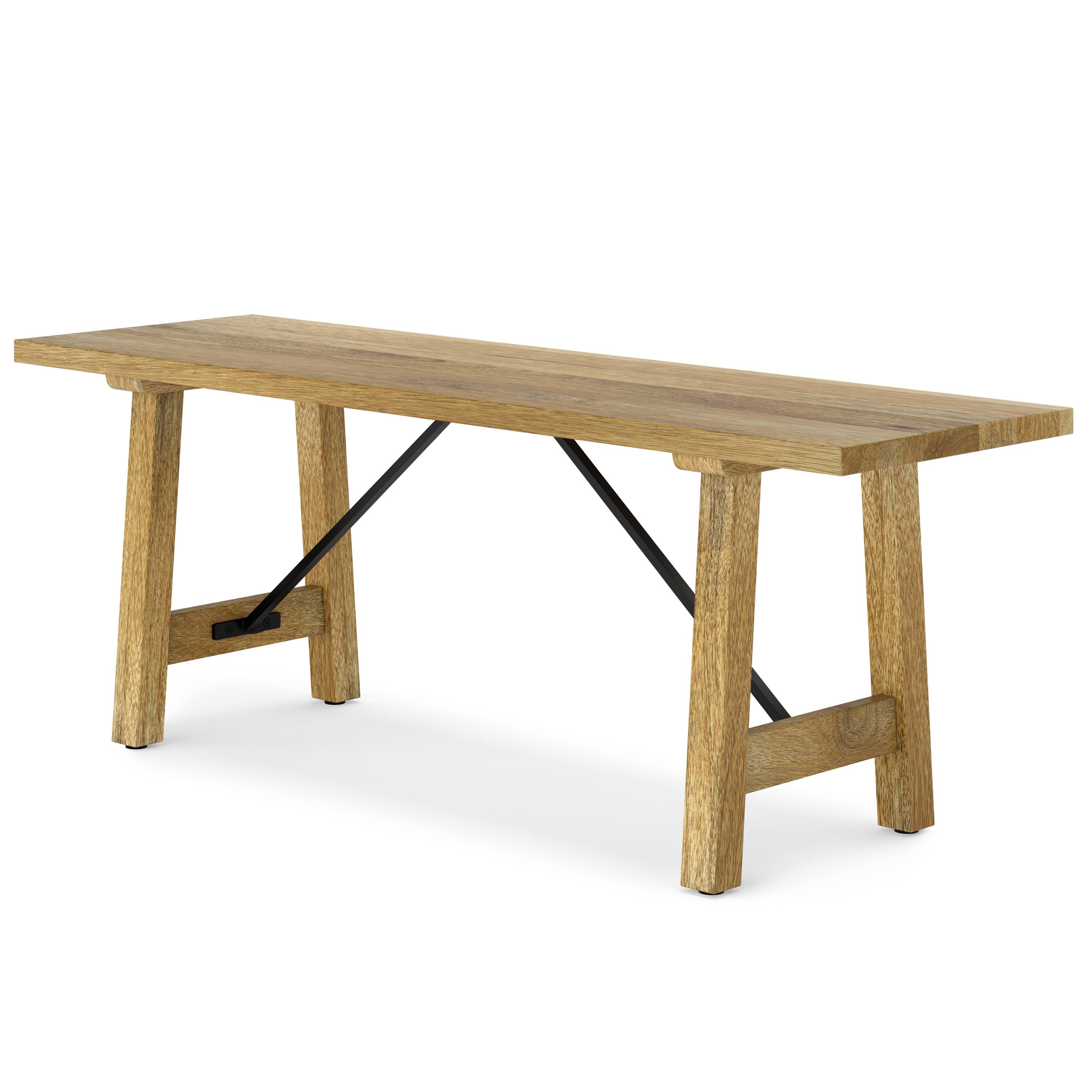 Angle. Simpli Home - Harvey Solid Mango Wood 47 inch Wide Industrial Contemporary Bench in Natural - Natural.
