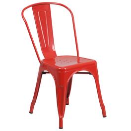 Emma + Oliver - Commercial Grade Colorful Metal Indoor-Outdoor Stackable Dining Chair - Red
