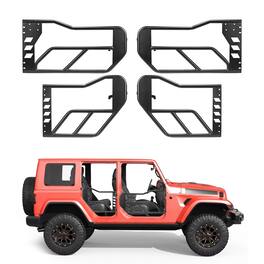 VEVOR - Jeep Tube Doors, 4-Door, Compatible with 2007-2018 Jeep Wrangler JK Unlimited, Alloy Steel Off Road Front & Rear Tubular - Black