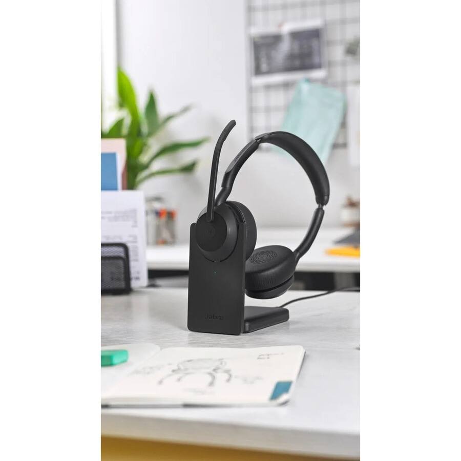 Alt View 2. Jabra - Jabra Evolve2 55 Headset - Stereo - Wireless - Bluetooth - 98.4 ft - 20 Hz to 20 kHz - On-ear - Binaural - Supra-aural - Blue.