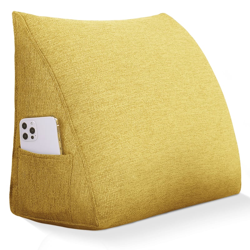 wowmax - Polyester Reading Pillow - Removable Ergonomic Support for Chair, Bed & Floor Use - Yellow