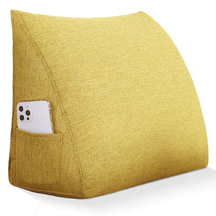 Front. wowmax - Yellow Polyester Reading Pillow - Removable Ergonomic Support for Chair, Bed & Floor Use - Yellow.