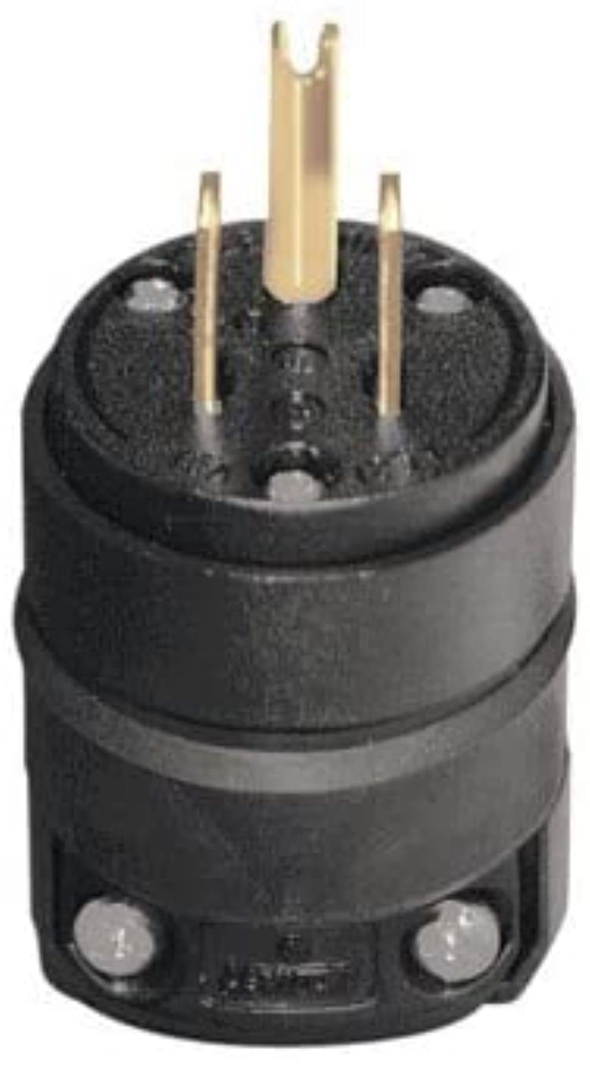 Angle. Leviton - 000-515PR NEMA 5-15P 15 amp 125 volt EPTR rubber straight plug - Black.