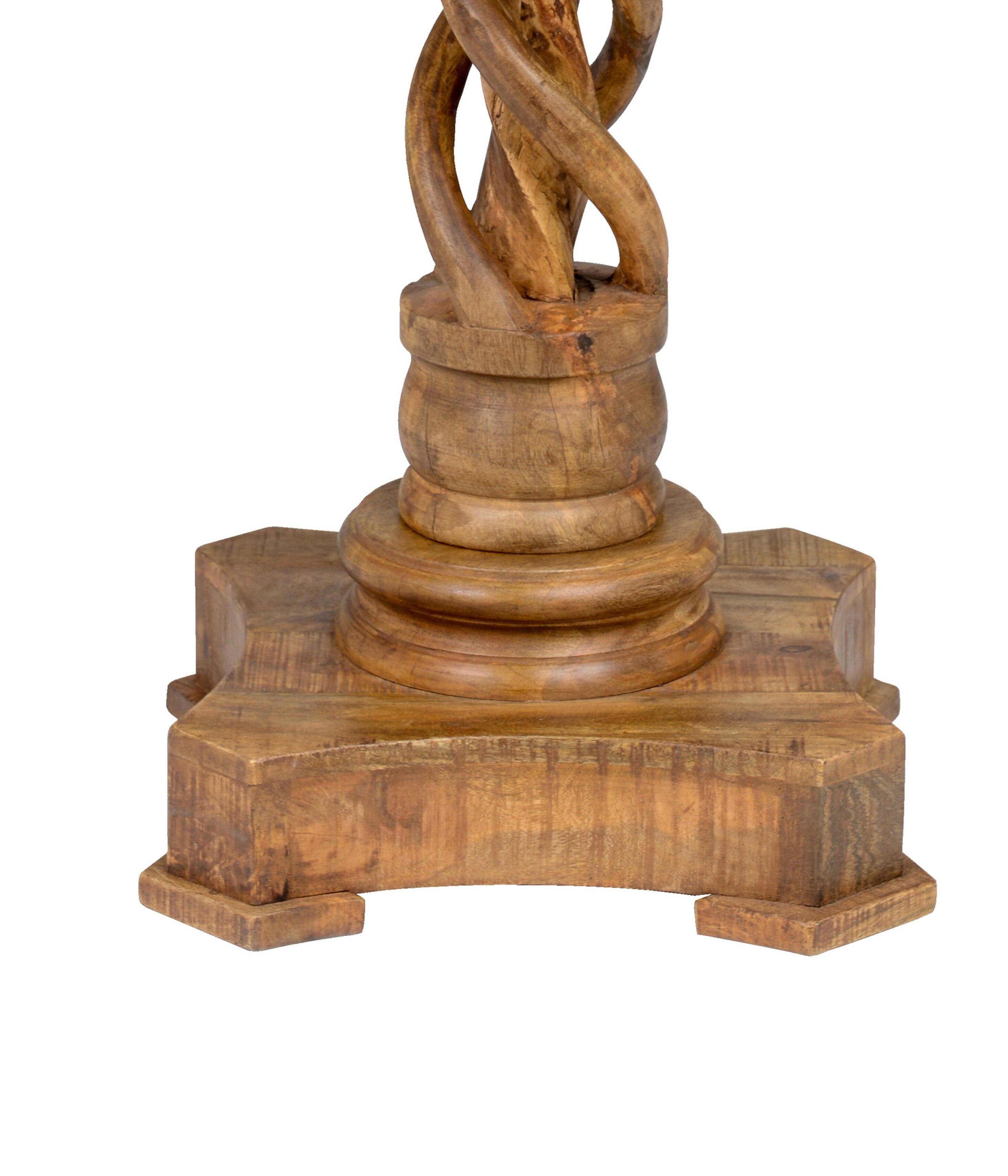Back. Manhattan Lane - Wooden Round Table with Intricate Braided Pedestal Base - Brown.